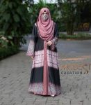 (Black and Dusty Rose) Semi Double Layered Abaya
