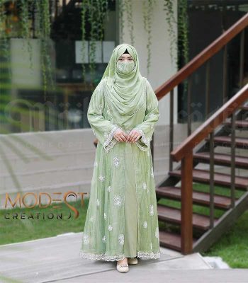 (Light olive) double layered Abaya