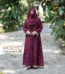 (Deep wine)Double layered Abaya