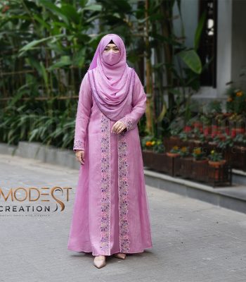 (Pink)Double layered Abaya