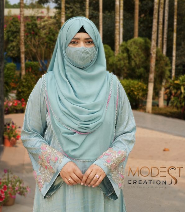 Double layered Abaya,Iris Walnut