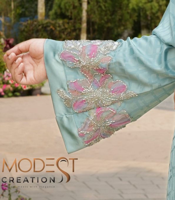 Double layered Abaya,Iris Walnut