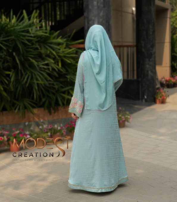 Double layered Abaya,Iris Walnut