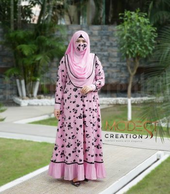 Pink Printed Abaya