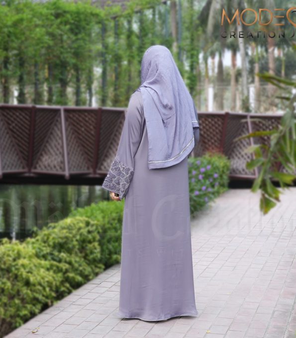 Double layered Abaya,Iris Walnut