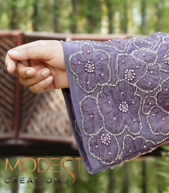 Double layered Abaya,Iris Walnut