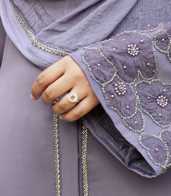 Double layered Abaya,Iris Walnut