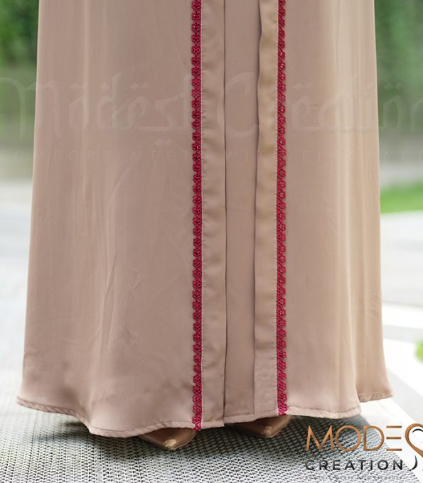 (Light brown) semi-double layered abaya,Cherry fabric