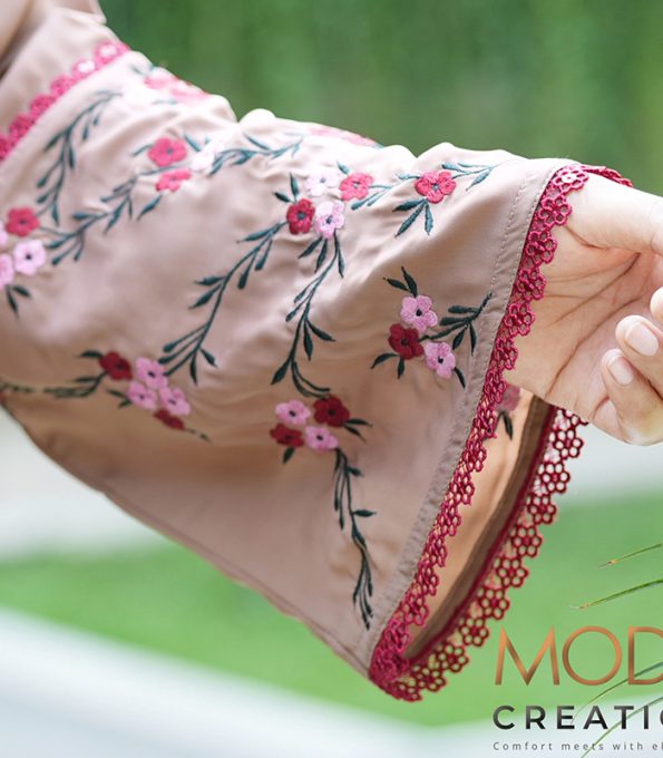 (Light brown) semi-double layered abaya,Cherry fabric
