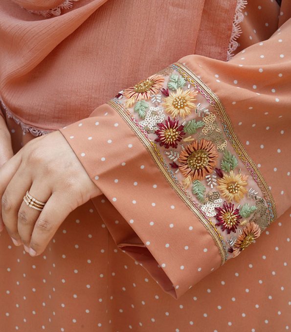 (Melon Orange) Polka Dot abaya