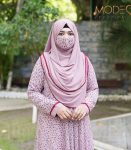 (Light Mauve Color) Double Layered Printed Abaya