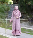 (Light Mauve color) double layered printed Abaya (1)
