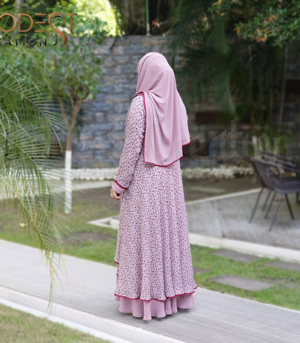 (Light Mauve Color) Double Layered Printed Abaya