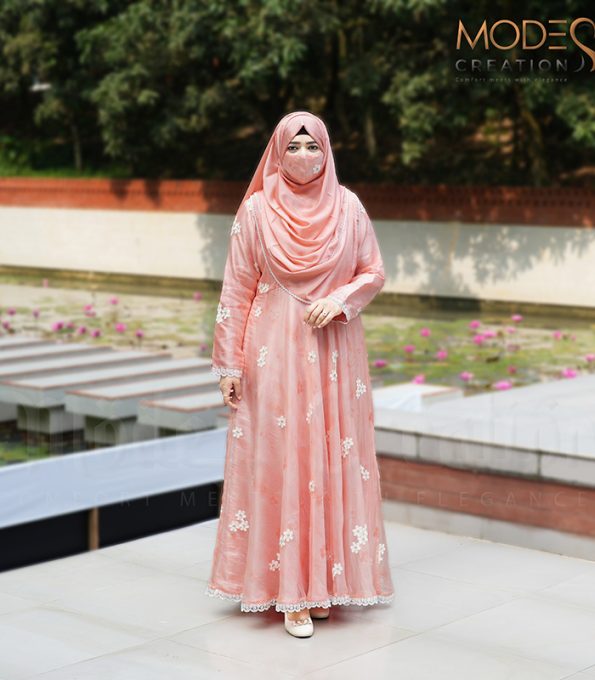 (Light salmon) Gown style abaya