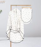FH06-Cream Printed Full Coverage (Fixed Hijab) Set
