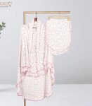 Cream with Red Printed Full Coverage (Fixed Hijab) Set