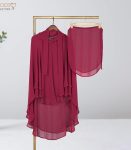 Elegant Maroon Full Coverage (Fixed Hijab) Set