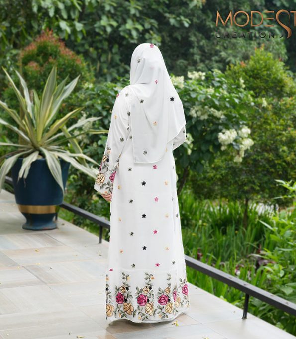 (Off-White) Double Part Abaya