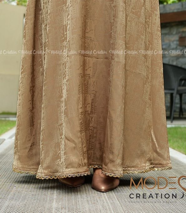 Dull Brown Embroidered Sleeve Abaya
