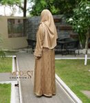 Dull Brown Embroidered Sleeve Abaya (1)