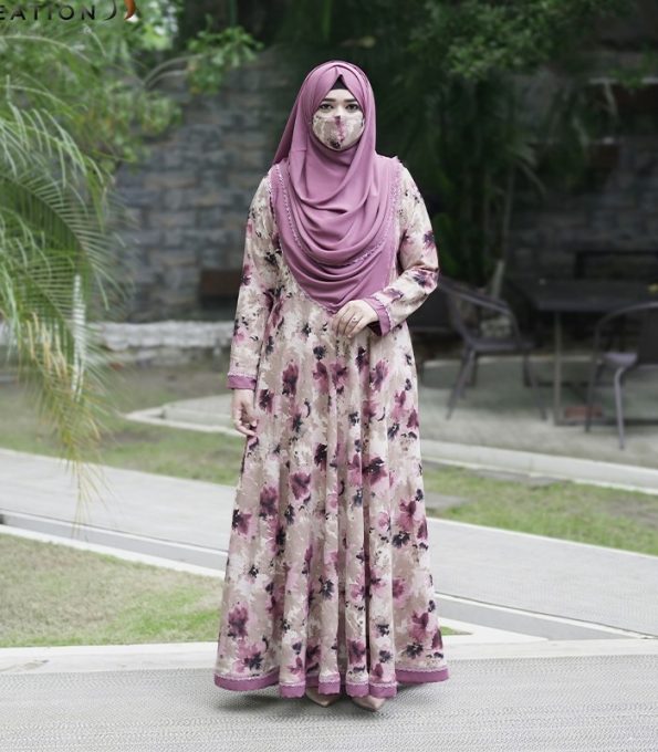 Floral Printed Gown-Style Abaya (1)