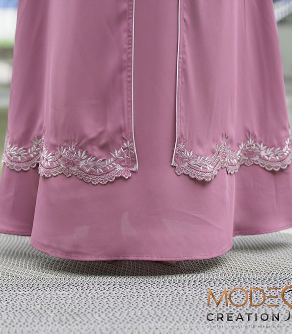 pink rose double layered embroidered abaya