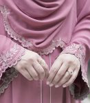 pink rose double layered embroidered abaya